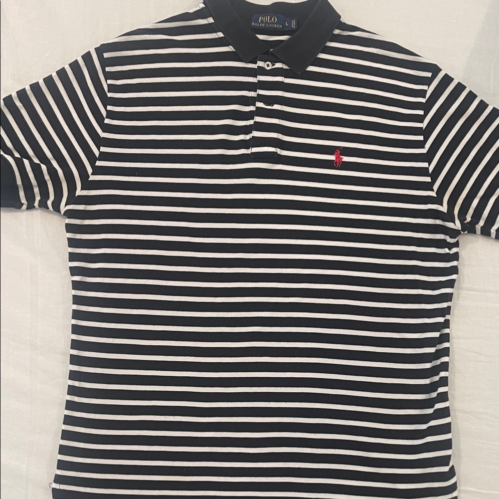 Polo by Ralph Lauren Men's Black and White Striped Polo LIKE NEW!!